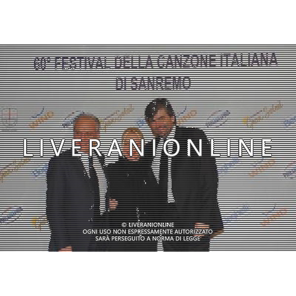 photocall per il 60mo Festival della Canzone Italiana di Sanremo nella foto: Mauro MAZZA ( Direttore di RAI UNO) - Antonella CLERICI - Gianmarco MAZZI © Gazzaniga - Ag. Aldo Liverani sas