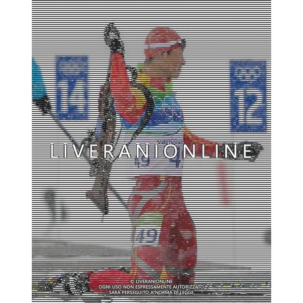 (100214) -- WHISTLER, Feb. 14, 2010 () -- China\'s Zhang Chengye acts during the men\'s 10km sprint final of biathlon at the 2010 Olympic Winter Games in Whistler Olympic Park, Canada, Feb. 14, 2010. Zhang ranked 32nd. (/Chen Kai) (hy) /Agenzia Aldo Liverani Sas - ITALY ONLY - GIOCHI OLIMPICI INVERNALI - OLIMPIADI VANCOUVER 2010 CANADA