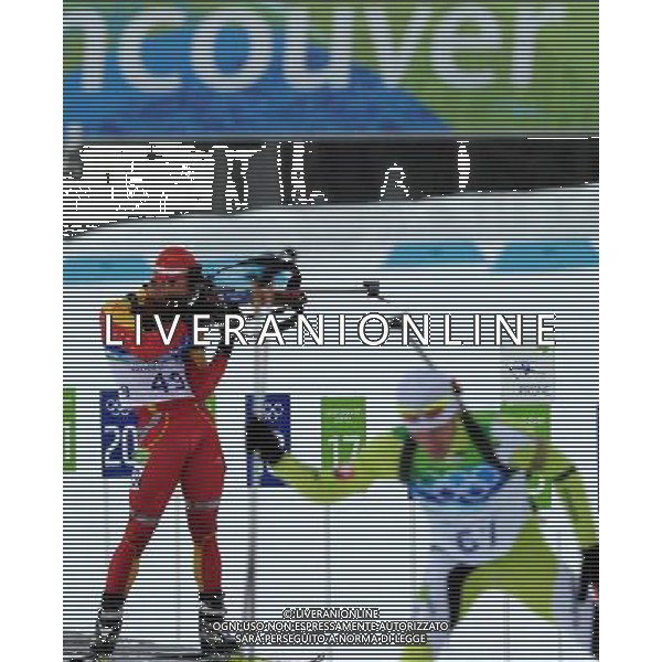 (100214) -- WHISTLER, Feb. 14, 2010 () -- China\'s Zhang Chengye (L) shoots during the men\'s 10km sprint final of biathlon at the 2010 Olympic Winter Games in Whistler Olympic Park, Canada, Feb. 14, 2010. Zhang ranked 32nd. (/Shen Hong) (hy) /Agenzia Aldo Liverani Sas - ITALY ONLY - GIOCHI OLIMPICI INVERNALI - OLIMPIADI VANCOUVER 2010 CANADA