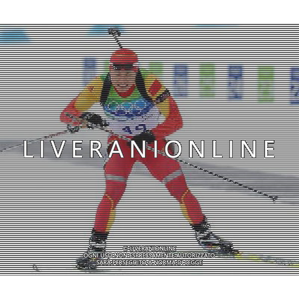 (100214) -- WHISTLER, Feb. 14, 2010 () -- China\'s Zhang Chengye competes during the men\'s 10km sprint final of biathlon at the 2010 Olympic Winter Games in Whistler Olympic Park, Canada, Feb. 14, 2010. Zhang ranked 32nd. (/Chen Kai) (hy) /Agenzia Aldo Liverani Sas - ITALY ONLY - GIOCHI OLIMPICI INVERNALI - OLIMPIADI VANCOUVER 2010 CANADA
