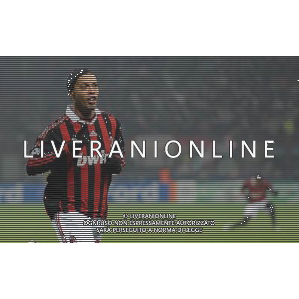 Champions League 2009/2010 Ottavi di Finale Milano - 16.02.2010 Milan-Manchester United Nella Foto: l\'esultanza di ronaldinho dopo il gol /Ph.Vitez-Ag. Aldo Liverani