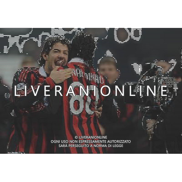 Champions League 2009/2010 Ottavi di Finale Milano - 16.02.2010 Milan-Manchester United Nella Foto: l\'esultanza di ronaldinho dopo il gol /Ph.Vitez-Ag. Aldo Liverani