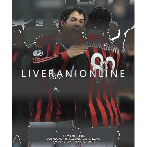 Champions League 2009/2010 Ottavi di Finale Milano - 16.02.2010 Milan-Manchester United Nella Foto: l\'esultanza di ronaldinho dopo il gol /Ph.Vitez-Ag. Aldo Liverani