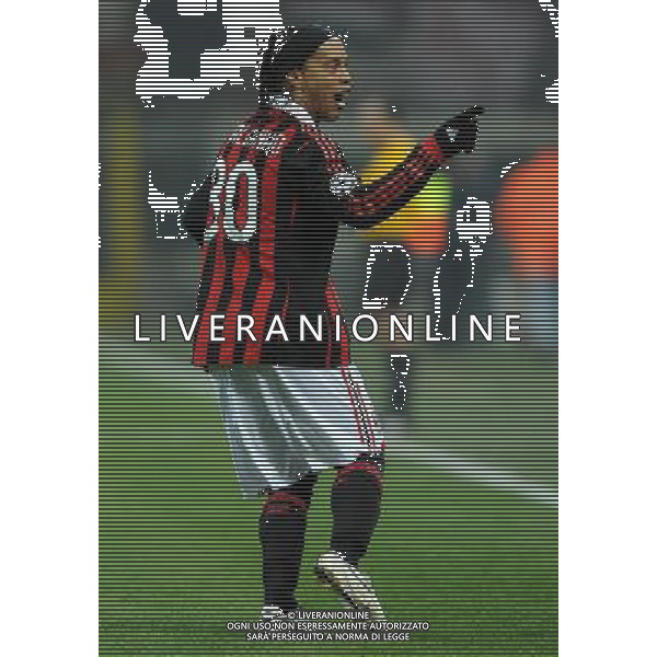 Champions League 2009/2010 Ottavi di Finale Milano - 16.02.2010 Milan-Manchester United Nella Foto: l\'esultanza di ronaldinho dopo il gol /Ph.Vitez-Ag. Aldo Liverani
