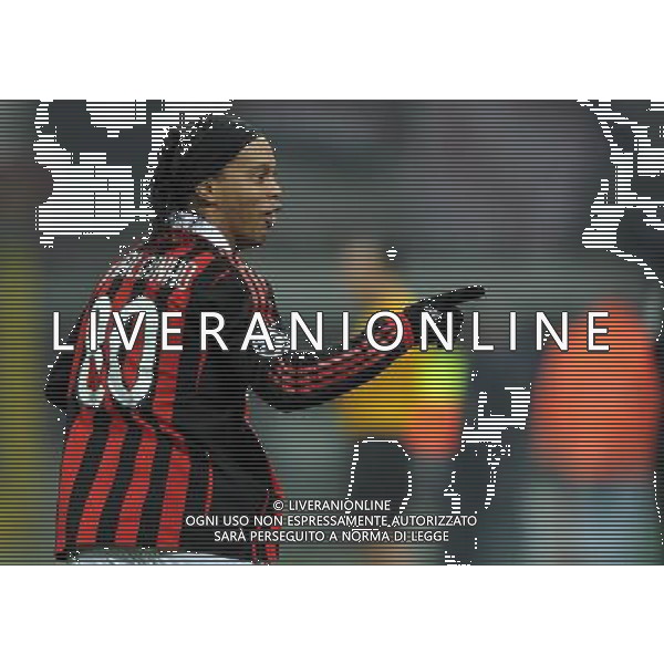 Champions League 2009/2010 Ottavi di Finale Milano - 16.02.2010 Milan-Manchester United Nella Foto: l\'esultanza di ronaldinho dopo il gol /Ph.Vitez-Ag. Aldo Liverani