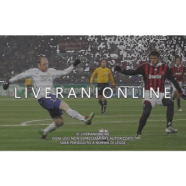 Champions League 2009/2010 Ottavi di Finale Milano - 16.02.2010 Milan-Manchester United Nella Foto: rooney e thiago silva /luzzani-Ag. Aldo Liverani