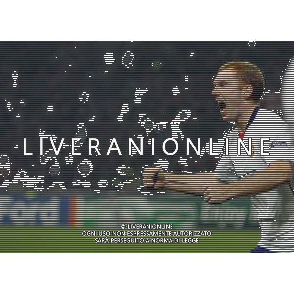 Champions League 2009/2010 Ottavi di Finale Milano - 16.02.2010 Milan-Manchester United Nella Foto: L\'esultanza DI scholes dopo il gol /luzzani-Ag. Aldo Liverani