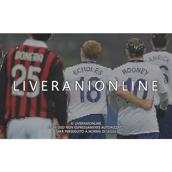 Champions League 2009/2010 Ottavi di Finale Milano - 16.02.2010 Milan-Manchester United Nella Foto:ROONEY ESULTA CON SCHOLES /Ph.Vitez-Ag. Aldo Liverani