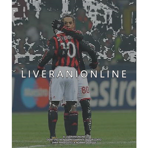 Champions League 2009/2010 Ottavi di Finale Milano - 16.02.2010 Milan-Manchester United Nella Foto:l\'ESULTANZA DI SEEDORF CON RONALDINHO /Ph.Vitez-Ag. Aldo Liverani