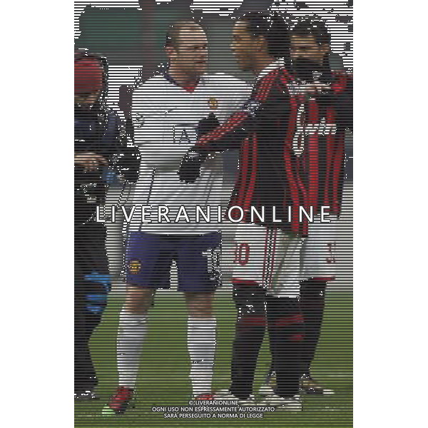 Champions League 2009/2010 Ottavi di Finale Milano - 16.02.2010 Milan-Manchester United Nella Foto: ronaldinho e rooney /luzzani-Ag. Aldo Liverani