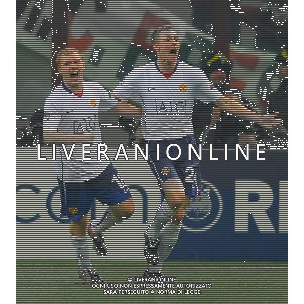 Champions League 2009/2010 Ottavi di Finale Milano - 16.02.2010 Milan-Manchester United Nella Foto:SCHOLES ESULTA /Ph.Vitez-Ag. Aldo Liverani