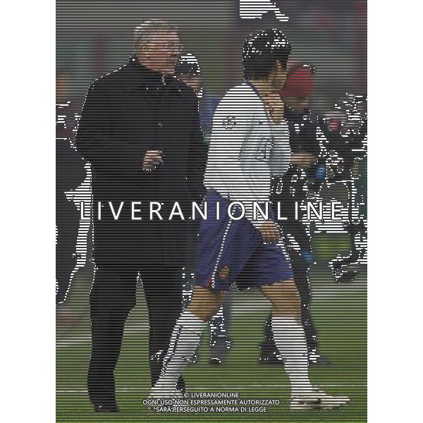 Milano 16-02-2010 Champions League 2009/2010 milan-manchester united 2:3 nella foto sir alex ferguson e ji-sung park ph marco luzzani/ag aldo liverani s.a.s.