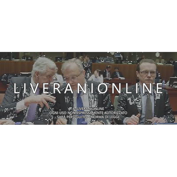 (L-R) New European commission team in charge of financial affairs, Commissioner for Internal Market and Services, French, Michel Barnier, Olli Rehn Monetary Affairs Commissioner and European Commissioner for Taxation and Customs Union, Audit and Anti-Fraud, Lithuanian, Algidras Semeta at the start of a European finance ministers council, Ecofin meeting in Brussels, Belgium on 2010-02-16 © by Wiktor Dabkowski /Agenzia Aldo Liverani Sas - ITALY ONLY - CONSIGLIO DEI MINISTRI DELLE FINANZE EUROPEI A BRUXELLES