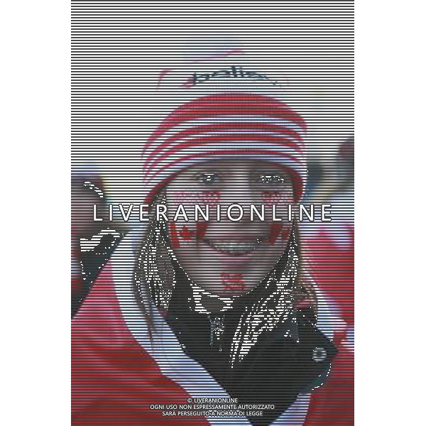 Ladies Downhill - Whistler Creekside - 17/02/10 A Canadian girl sports face apint and temporary tattoos as she gets in the spirit of the vancouver 2010 Winter Olympics /Agenzia Aldo Liverani Sas - ITALY ONLY CANADA: 21mi GIOCHI OLIMPICI INVERNALI OLIMPIADI DI VANCOUVER 2010