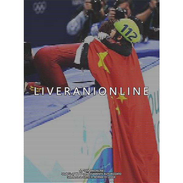 (100217) -- VANCOUVER, Feb. 17, 2010 () -- China\'s Wang Meng (R) shares a hug with her teammate Zhou Yang after the women\'s 500m final of short track speed skating at the 2010 Winter Olympic Games in Vancouver, Canada, Feb. 17, 2010. Wang Meng claimed the title of the event with a time of 43.048 seconds. (/Xu Jiajun) /Agenzia Aldo Liverani Sas - ITALY ONLY CANADA: 21mi GIOCHI OLIMPICI INVERNALI OLIMPIADI DI VANCOUVER 2010