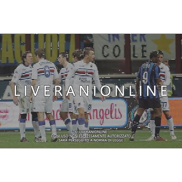 INTER - SAMPDORIA CAMPIONATO CALCIO SERIE A TIM 20/02/2010 NELLA FOTO TENSIONE IN CAMPO TRA NICOLA POZZI E LUCCHINI ©LUZZANI/AGENZIA ALDO LIVERANI SAS
