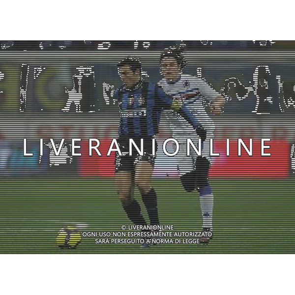 Milano 20-02-2010 Serie A TIM 2009/2010 inter-sampdoria 0:0 nella foto javier zanetti e nicola pozzi ph marco luzzani/ag aldo liverani s.a.s.