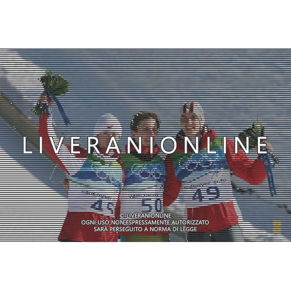 WHISTLER CANADA 20.02.2010 21mi GIOCHI OLIMPICI DI VANCOUVER ( CANADA) - specialita\' ski jumping ( salto con gli sci) nella foto: ADAM MALYSZ ( medaglia d\'argento) - SIMON AMMANN ( medaglia d\'oro) - GREGOR SCHLIERENZAUER( medaglia di bronzo) FOTO JERZY KLESZCZ / NEWSPIX.PL - Ag. Aldo Liverani sas ITALY ONLY 