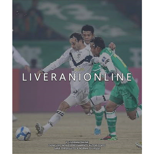 Xu Liang (C #6) and Xu Yunlong (R #13)of Beijing Guoan vies with PONDELJAK TOMISLAV (L #15) Australia\'s Melbourne Victory during a Group E match in the AFC Champions League in Beijing , China on Tuesday , Feb 23, 2010.Beijing Guoan won over Melbourne Victory with 1-0.(Photo By Zheng Ze/ColorChinaPhoto) - Ag. Aldo Liverani sas ITALY ONLY PARTITA COPPA CAMPIONI AFC ( Asian Football Confederation - competizione calcistica per squadre di club asiatiche) - Beijing Guoan vs Melbourne Victory