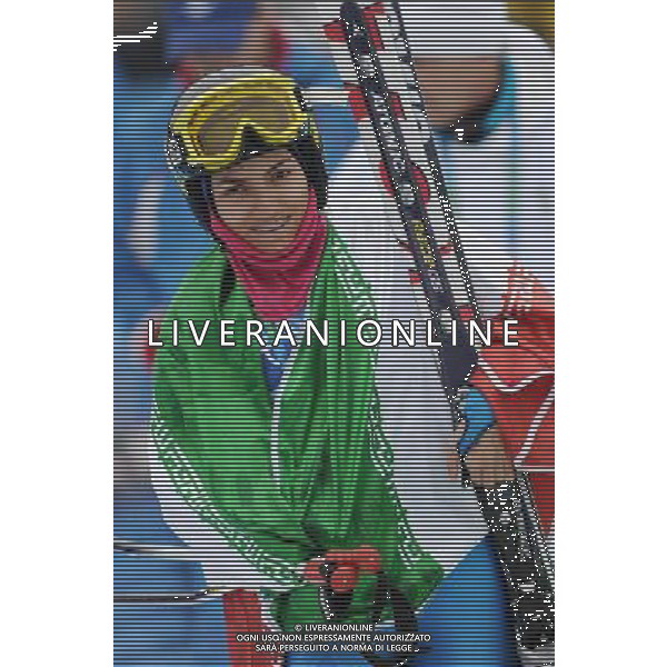 (100224) -- WHISTLER, Feb. 24, 2010 () -- Iran\'s Marjan Kalhor reacts after the women\'s Giant Slalom 1st run of Alpine Skiing at the 2010 Winter Olympic Games in Whistler, Canada, Feb. 24, 2010. Due to the weather, the second round of the event was postponed to Thursday. (/Wu Wei) /Agenzia Aldo Liverani Sas - ITALY ONLY - CANADA: 21mi GIOCHI OLIMPICI INVERNALI OLIMPIADI DI VANCOUVER 2010