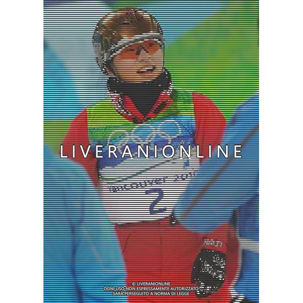 (100224) -- VANCOUVER, Feb. 24, 2010 () -- China\'s Guo Xinxin reacts after her jump during the women\'s aerials final of Freestyle Skiing at the 2010 Winter Olympic Games in Cypress Mountain, Canada, Feb. 24, 2010. Guo Xinxin won a bronze medal of the event with 205.22 points. (/Xu Jiajun) /Agenzia Aldo Liverani Sas - ITALY ONLY - CANADA: 21mi GIOCHI OLIMPICI INVERNALI OLIMPIADI DI VANCOUVER 2010