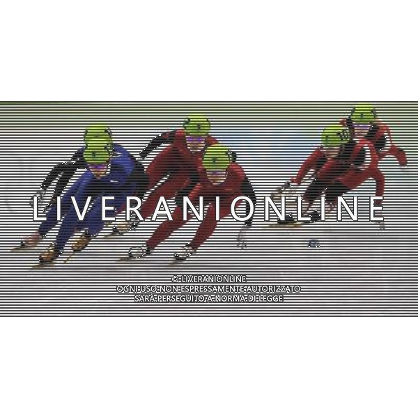 (100224) -- VANCOUVER, Feb. 24, 2010 () -- China\'s Wang Meng (3rd L) and Zhou Yang (4th L) act during the women\'s 3000m relay final of short track speed skating at the 2010 Winter Olympic Games in Vancouver, Canada, Feb. 24, 2010. China\'s team won the title of the event with a world-record-breaking time 4:06.610. (/Shen Hong) /Agenzia Aldo Liverani Sas - ITALY ONLY - CANADA: 21mi GIOCHI OLIMPICI INVERNALI OLIMPIADI DI VANCOUVER 2010