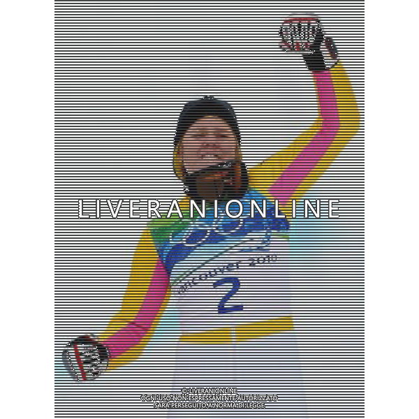 (100225) -- WHISTLER, Feb. 25, 2010 () -- Germany\'s Viktoria Rebensburg reacts after the women\'s giant slalom of Alpine Skiing at the 2010 Winter Olympic Games in Whistler, Canada, Feb. 25, 2010. Viktoria Rebensburg claimed the title of the event with a total time of 2 minutes and 27.11 seconds. (/Chen Kai) /Agenzia Aldo Liverani Sas - ITALY ONLY - CANADA: 21mi GIOCHI OLIMPICI INVERNALI OLIMPIADI DI VANCOUVER 2010