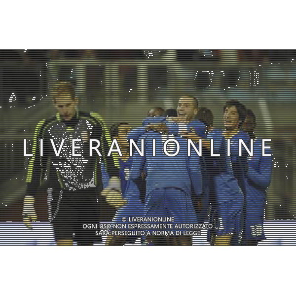 Rieti - 03/03/2010 - Stadio \'Centro d\'Italia\' - Qualificazioni Campionato Europeo Under 21 2011 - Italia vs Ungheria - nella foto: L\'esultanza di lorenzo de silvestri con okaka stefano dopo il gol ph. Corradetti / ©Aldo Liverani Sas