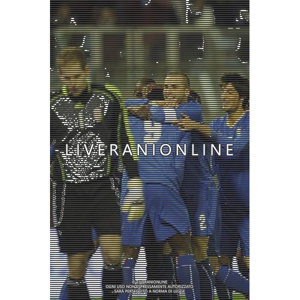 Rieti - 03/03/2010 - Stadio \'Centro d\'Italia\' - Qualificazioni Campionato Europeo Under 21 2011 - Italia vs Ungheria - nella foto: L\'esultanza di lorenzo de silvestri con okaka stefano dopo il gol ph. Corradetti / ©Aldo Liverani Sas