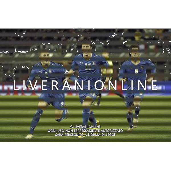 Rieti - 03/03/2010 - Stadio \'Centro d\'Italia\' - Qualificazioni Campionato Europeo Under 21 2011 - Italia vs Ungheria - nella foto: L\'esultanza di Marrone dopo il gol ph. Corradetti / ©Aldo Liverani Sas