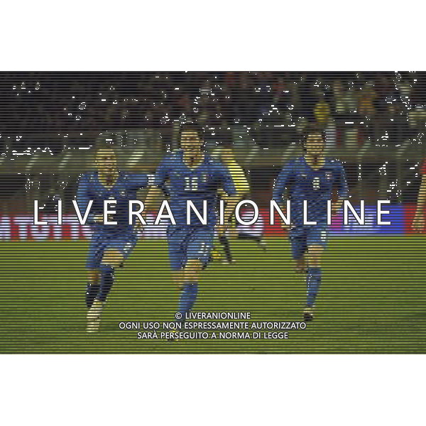 Rieti - 03/03/2010 - Stadio \'Centro d\'Italia\' - Qualificazioni Campionato Europeo Under 21 2011 - Italia vs Ungheria - nella foto: L\'esultanza di Marrone dopo il gol ph. Corradetti / ©Aldo Liverani Sas