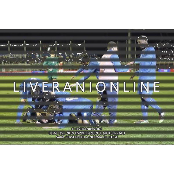 Rieti - 03/03/2010 - Stadio \'Centro d\'Italia\' - Qualificazioni Campionato Europeo Under 21 2011 - Italia vs Ungheria - nella foto: L\'esultanza del gruppo dopo il gol di Marrone ph. Corradetti / ©Aldo Liverani Sas