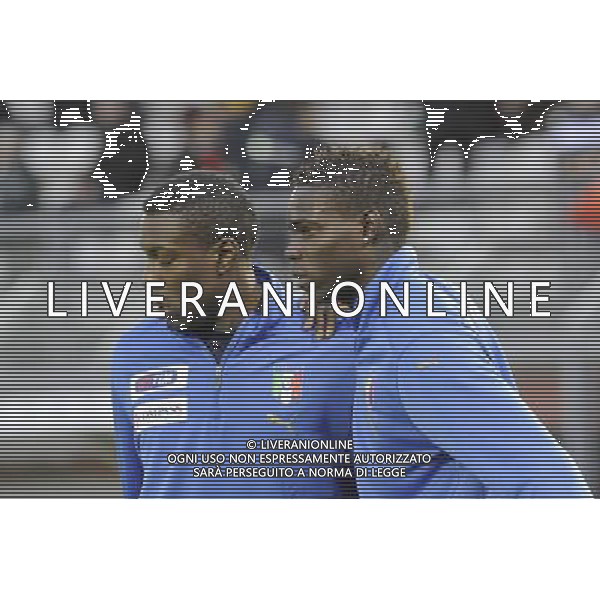 Rieti - 03/03/2010 - Stadio \'Centro d\'Italia\' - Qualificazioni Campionato Europeo Under 21 2011 - Italia vs Ungheria - nella foto: Mario BALOTELLI e Stefano OKAKA ph. Corradetti / ©Aldo Liverani Sas