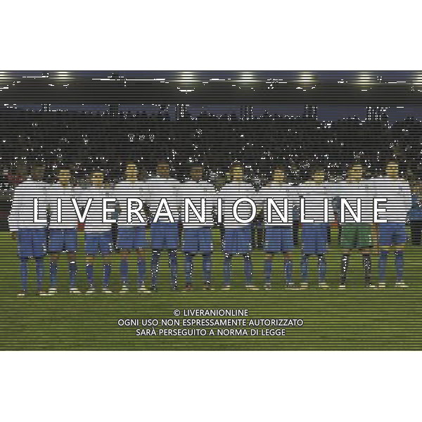 Rieti - 03/03/2010 - Stadio \'Centro d\'Italia\' - Qualificazioni Campionato Europeo Under 21 2011 - Italia vs Ungheria - nella foto: La nazionale durante l\'inno nazionale ph. Corradetti / ©Aldo Liverani Sas