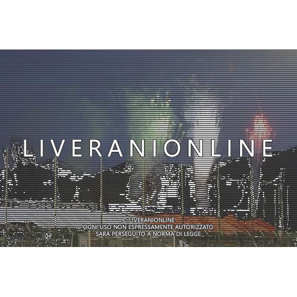 Rieti - 03/03/2010 - Stadio \'Centro d\'Italia\' - Qualificazioni Campionato Europeo Under 21 2011 - Italia vs Ungheria - nella foto: Fuochi d\'artificio durante gli inni nazionali ph. Corradetti / ©Aldo Liverani Sas