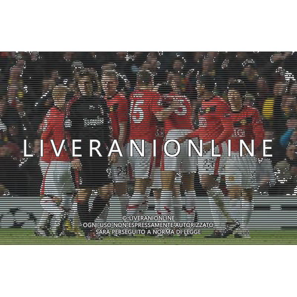 Champions League 2009/2010 Ottavi di Finale Ritorno Manchester - 10.03.2010 Manchester United-Milan Nella Foto: ESULTANZA DOPO IL SECONDO GOL DI WAYNE ROONEY DEL 2-0 - DELUSIONE PIRLO /Ph.Vitez-Ag. Aldo Liverani