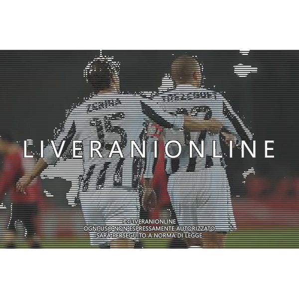 Juventus - Fulham 11-03-2010 Ottavi di andata Europa League 2009/2010 Nella foto: Esultanza dopo il gol di david Trezeguet del 3-1 con zebina ©Alessandro Falzone/Agenzia Aldo Liverani Sas 