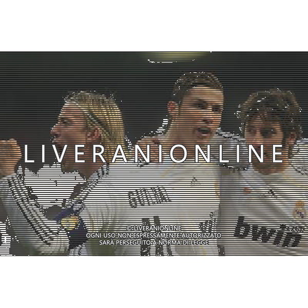 MADRID (10/03/2010).- Champions League match Real Madrid vs Olympique Lyon. Guti, Cristiano Ronaldo, Esteban Granero. Photo: Cesar Cebolla / ALFAQUI - Ag. Aldo Liverani sas ITALY ONLY REAL MADRID vs OLYMPIQUE LYON - OTTAVI DI RITORNO CHAMPIONS LEAGUE