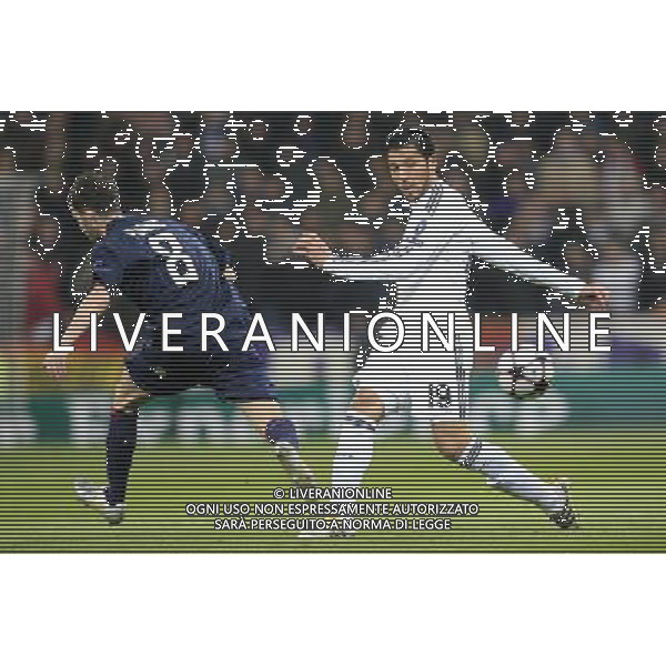 MADRID (10/03/2010).- Champions League match Real Madrid vs Olympique Lyon. Garay and Pjanic. Photo: Cesar Cebolla / ALFAQUI - Ag. Aldo Liverani sas ITALY ONLY REAL MADRID vs OLYMPIQUE LYON - OTTAVI DI RITORNO CHAMPIONS LEAGUE