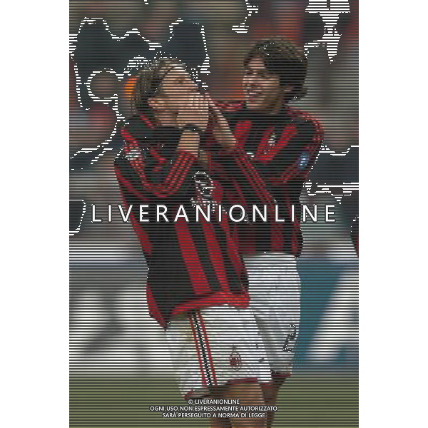 Milano 14/01/2004 coppa italia TIM CUP 2003/04 milan-roma 2:1 nella foto ambrosini e kaka esultano dopo il goal ph marco luzzani/ag aldo liverani s.a.s.