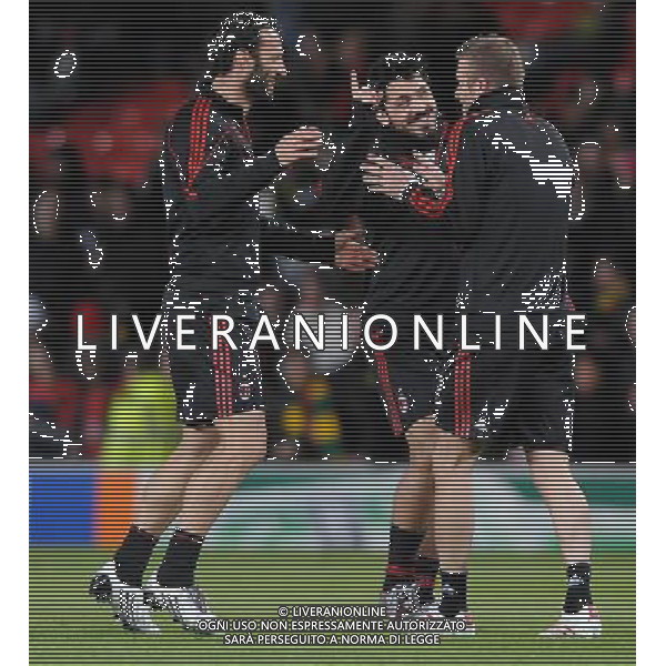 Champions League 2009/2010 Ottavi di Finale Ritorno Manchester - 10.03.2010 Manchester United-Milan Nella Foto:FAVALLI GIUSEPPE-BECKHAM DAVID-GATTUSO GENNARO SCHERZANO /Ph.Vitez-Ag. Aldo Liverani