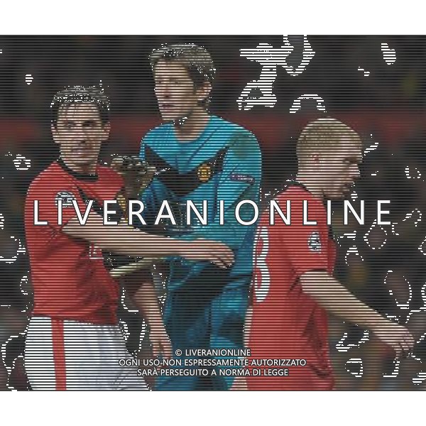 Champions League 2009/2010 Ottavi di Finale Ritorno Manchester - 10.03.2010 Manchester United-Milan Nella Foto:VAN DER SAR EDWIN-NEVILLE GARY-SCHOLES PAUL /Ph.Vitez-Ag. Aldo Liverani