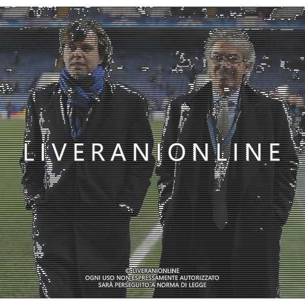 Champions League 2009/2010 Ottavi di Finale Ritorno Londra - 16.03.2010 Chelsea-Inter Nella Foto: IL PRESIDENTE MASSIMO MORATTI CON IL FIGLIO ANGELOMARIA /Ph.Vitez-Ag. Aldo Liverani
