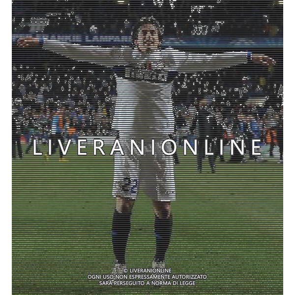 Champions League 2009/2010 Ottavi di Finale Ritorno Londra - 16.03.2010 Chelsea-Inter Nella Foto:DIEGO MILITO ESULTANZA A FINE GARA /Ph.Vitez-Ag. Aldo Liverani