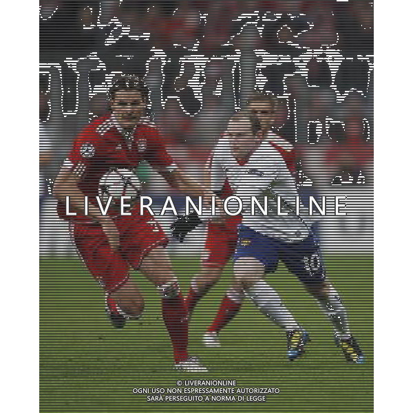 CHAMPIONS LEAUGUE BAYERN MONACO MANCHESTER UNITED QUARTI DI FINALE CALCIO Fussball, 30.03.2010, International, UEFA Champions League, Saison 2009/2010, 1/4-Finale, Hinspiel FC Bayern MŸnchen - Manchester United, 2 : 1 nella foto Wayne Rooney - Daniel van Buyten ph.firo/AG ALDO LIVERANI SAS - only italy