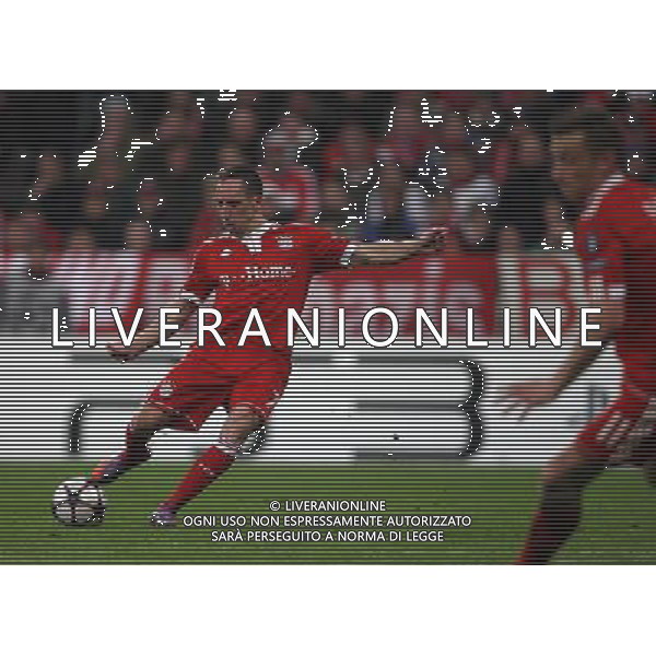 CHAMPIONS LEAUGUE BAYERN MONACO MANCHESTER UNITED QUARTI DI FINALE CALCIO Fussball, 30.03.2010, International, UEFA Champions League, Saison 2009/2010, 1/4-Finale, Hinspiel FC Bayern MŸnchen - Manchester United, 2 : 1 nella foto il gol di Franck Ribery ph.firo/AG ALDO LIVERANI SAS - only italy