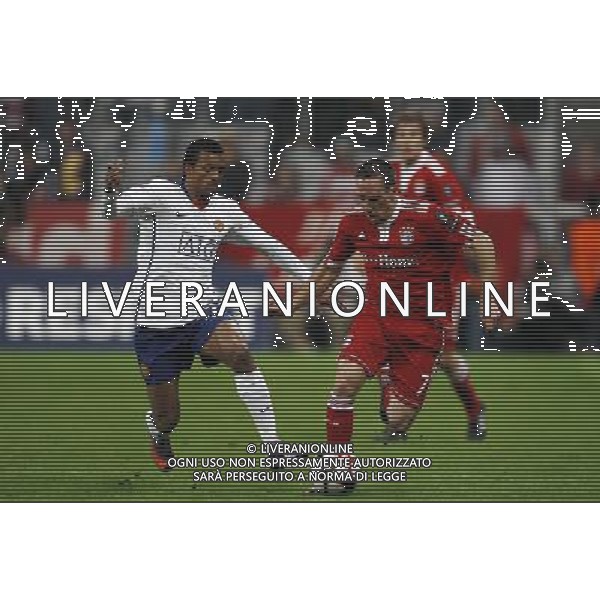 CHAMPIONS LEAUGUE BAYERN MONACO MANCHESTER UNITED QUARTI DI FINALE CALCIO Fussball, 30.03.2010, International, UEFA Champions League, Saison 2009/2010, 1/4-Finale, Hinspiel FC Bayern MŸnchen - Manchester United, 2 : 1 nella foto Franck Ribery - Nani ph.firo/AG ALDO LIVERANI SAS - only italy