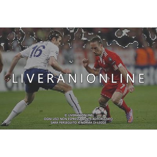 CHAMPIONS LEAUGUE BAYERN MONACO MANCHESTER UNITED QUARTI DI FINALE CALCIO Fussball, 30.03.2010, International, UEFA Champions League, Saison 2009/2010, 1/4-Finale, Hinspiel FC Bayern MŸnchen - Manchester United, 2 : 1 nella foto Franck Ribery -Michael Carrick ph.firo/AG ALDO LIVERANI SAS - only italy