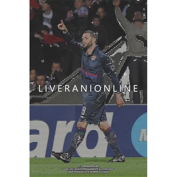 30/03/2010 1/4 finale Champions League LIONE BORDEAUX CALCIO SPORT NELLA FOTO L\'ESULTANZA DI LISANDRO LOPEZ DOPO IL GOL PH.ICON/AG ALDO LIVERANI SAS italy only 