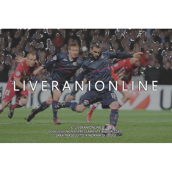 30/03/2010 1/4 finale Champions League LIONE BORDEAUX CALCIO SPORT NELLA FOTO IL GOL DI LISANDRO LOPEZ PH.ICON/AG ALDO LIVERANI SAS italy only 